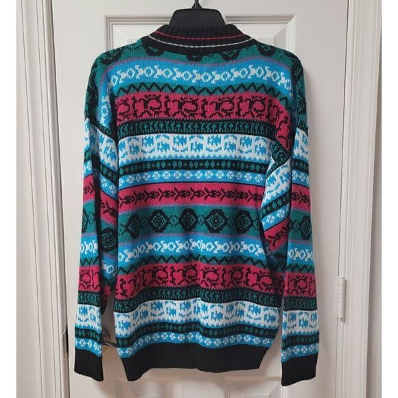 Bright Print Knit Sweater L Unisex - Picture 3 of 8